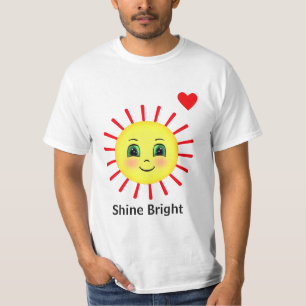 Schitterende rode zonnestralen met een vrolijk gez t-shirt