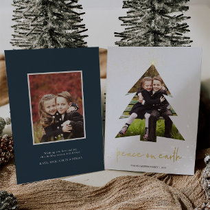 Schitterende Ster   Vrede Op Aarde Foto Folie Feestdagenkaart