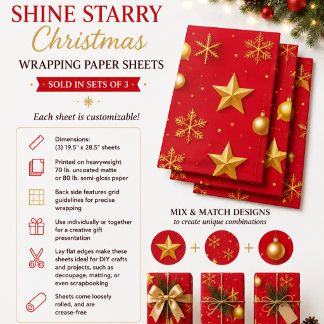 Schitterende Sterren Kerstmis Inpakpapier Vel