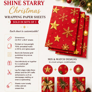 Schitterende Sterren Kerstmis Inpakpapier Vel