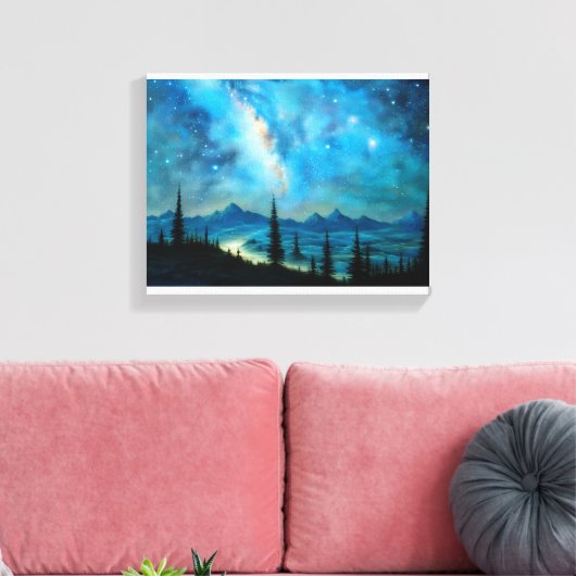 Schitterende Sterrennacht Landschap Surreal Canvas Afdruk (Insitu (Woonkamer))