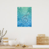 Schitterende vormgeving blauw driehoekige kapsel poster (Keuken)