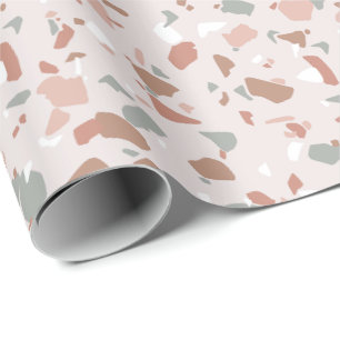 Schitterende woestijntonen terrazzo patroon cadeaupapier
