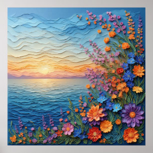 Schitterende zonsopgang boven een serene oceaan poster