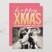 Schittert het Roze Goud van Kerstmis de Vlakke Feestdagenkaart (Voorkant / Achterkant)