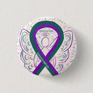 Schizencephaly Awareness Ribbon Angel Button