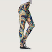 Schlangenmuster Blumendekor Leggings (Rechts)