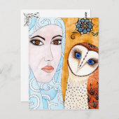 Schleiereule & Frau Briefkaart (Voorkant / Achterkant)