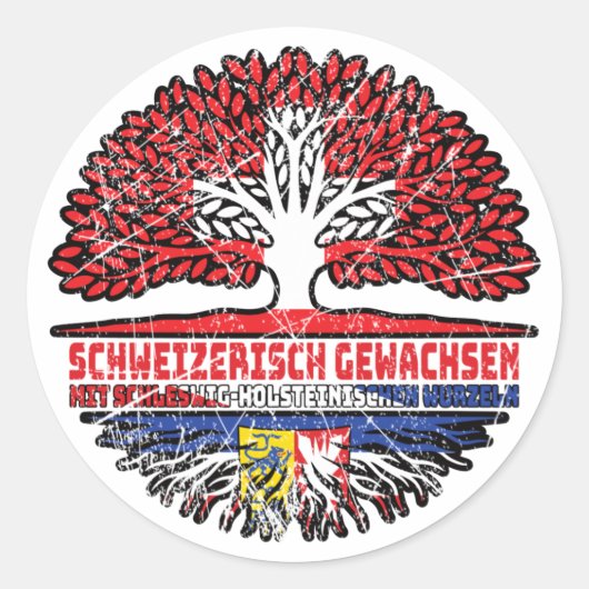 Schleswig-Holstein Schweizer Schweiz Baum Ronde Sticker (Voorkant)