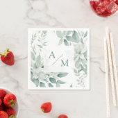 Schlicht elegante groen monogram servet (Insitu)