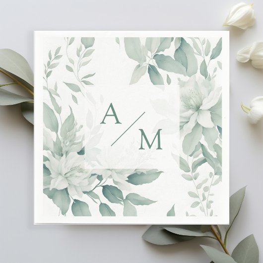 Schlicht elegante groen monogram servet