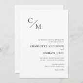 Schlicht elegante Monogramm einladung Kaart (Voorkant / Achterkant)