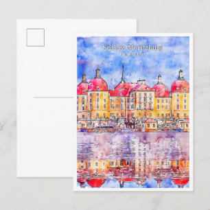 Schloss Moritzburg Duitsland travel waterverf Briefkaart