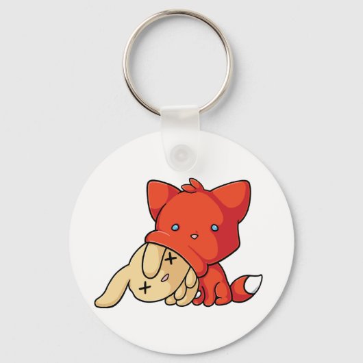 SCHLUP Fox Eating Rabbit Sleutelhanger (Voorkant)