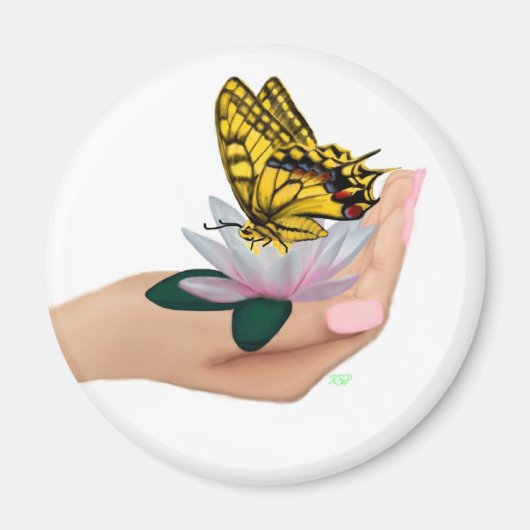 Schmetterling in de hand magneet (Voorkant)
