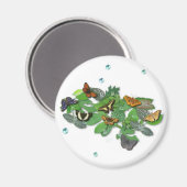 Schmetterlinge mit Blätter, Regentropfen, Perlen Magneet (Voorkant / Achterkant)