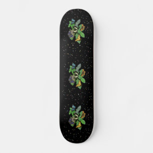 Schmetterlinge mit Blätter, Regentropfen, Sterne Skateboard