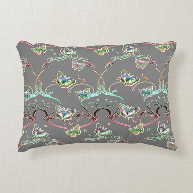 Schmetterlinge Verzierungen Grau  Accent Kussen (Voorkant)