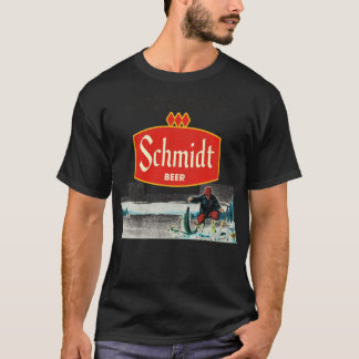 Schmidt Beer Retro Defunct Ice Vissen Natuur Scen T-shirt