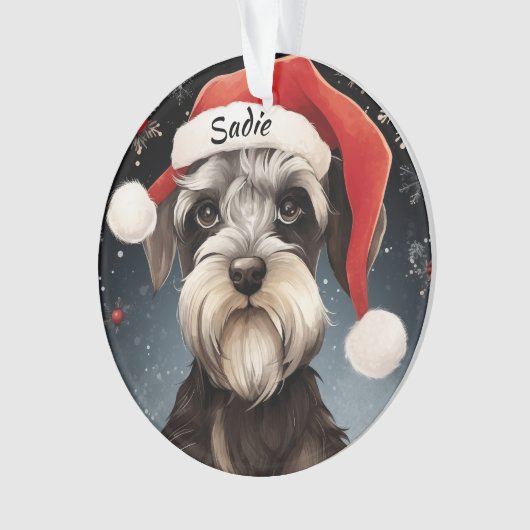 Schnauzer Aangepaste Kerstversiering Ornament (voorkant)