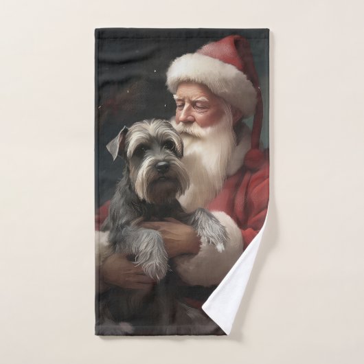 Schnauzer avec Noël Festif du Père Noël (Serviette à main)