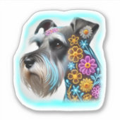 Schnauzer avec Sticker à fleurs (Devant)