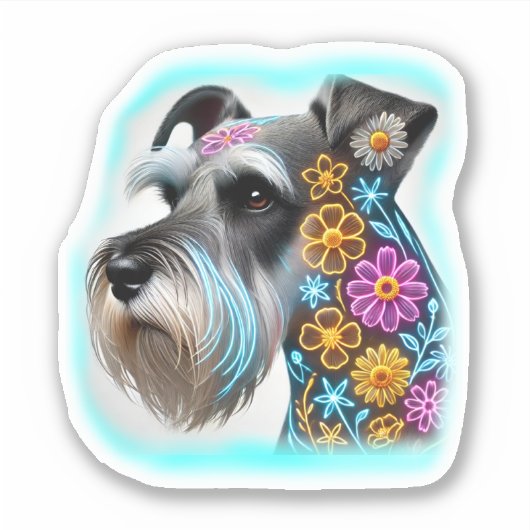 Schnauzer avec Sticker à fleurs (Devant)