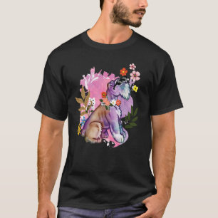 Schnauzer Bloem Hond Silhouet Bloemig Vrouwen T-shirt