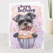 Schnauzer Cartoon Anime Cupcake Paws Kaart (Voorkant)