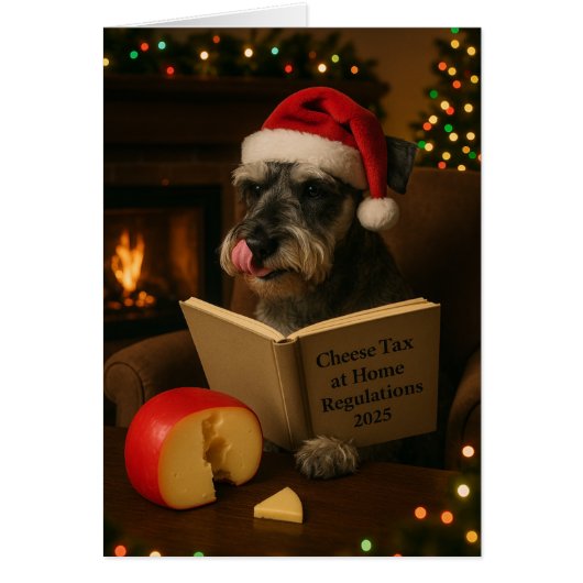 Schnauzer 'Cheese Tax' Christmas card (Voorkant)