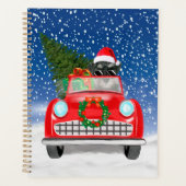 Schnauzer Chien Conduite Voiture En Noël De Neige (Devant)