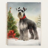 Schnauzer dans la neige à Noël (Devant)