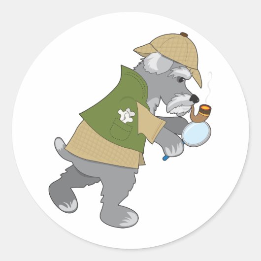 Schnauzer Detective Ronde Sticker (Voorkant)