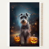 Schnauzer d'Halloween avec la peur Citrouille (Dos)