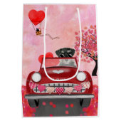 Schnauzer Dog Auto met hart Valentijnse Medium Cadeauzakje (Achterkant)