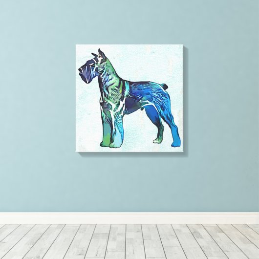 Schnauzer dog canvas afdruk (Insitu (Houten vloer))