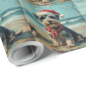 Schnauzer Dog Christmas  Beach Cadeaupapier (Rol Hoek)