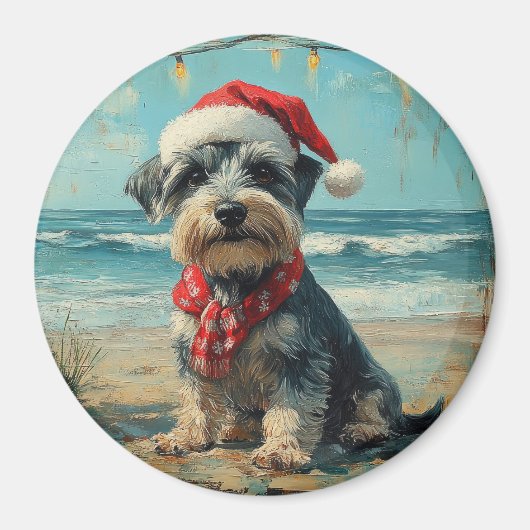 Schnauzer Dog Christmas Beach Magneet (Voorkant)