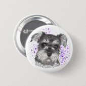 Schnauzer Dog Drawing Ronde Button 5,7 Cm (Voorkant /achterkant)