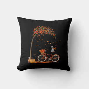 Schnauzer Dog en Pumpkins Bicycle Leaf Kussen