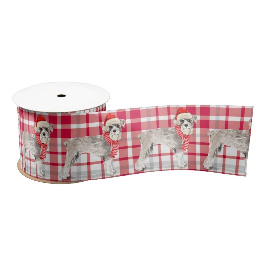Schnauzer Dog en Red Pset Kerstmis Lint (Spoel)