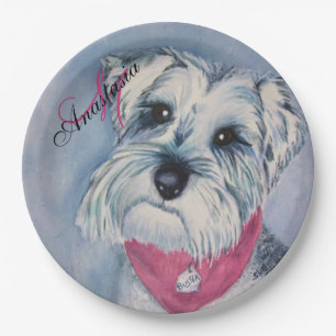 SCHNAUZER DOG FUN MONOGRAM FEEST PAPIEREN BORDJE
