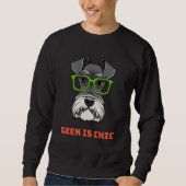 Schnauzer Dog Geek Portrait Smart Glasses Dog Nerd Trui (Voorkant)