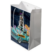 Schnauzer Dog Halloween Truck Scary Night Medium Cadeauzakje (Achterkant Gekanteld)