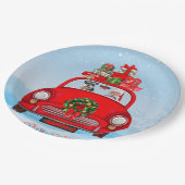 schnauzer Dog in auto met kerstman Papieren Bordje (Gekanteld)