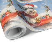 Schnauzer Dog in Sledge Let It Snow Christmas Cadeaupapier (Rol Hoek)