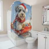 Schnauzer Dog in Sledge Let It Snow Christmas Douchegordijn (In situ)