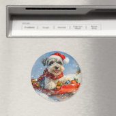 Schnauzer Dog in Sledge Let It Snow Christmas Magneet (Insitu (Vaatwasser))