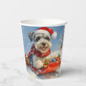 Schnauzer Dog in Sledge Let It Snow Christmas Papieren Bekers (Achterkant)