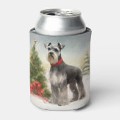 Schnauzer Dog in sneeuwkerst Blikjeskoeler (Blikje Voorkant)